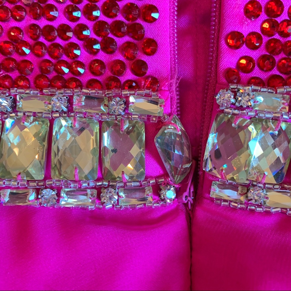 Sherri Hill Pink Long Jeweled Bodice Prom Dress - Picture 3 of 5